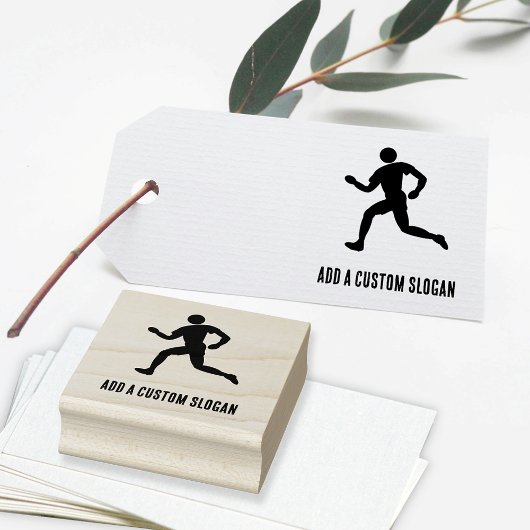 Running Person - Eigen slogan atletisch of race th Rubberstempel