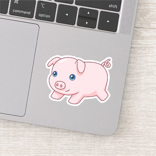 Running Pig, Adorable Piglet Sticker (Detail)
