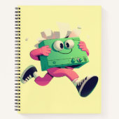 Running Printer with Flying Papers – Tech Humor Notitieboek (Voorkant)