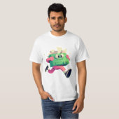 Running Printer with Flying Papers – Tech Humor T-shirt (Voorkant volledig)
