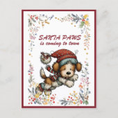 Running Puppy Dog SANTA PAWS is Coming to Town Feestdagenkaart (Voorkant)