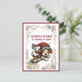 Running Puppy Dog SANTA PAWS is Coming to Town Feestdagenkaart (Staand voorkant)