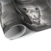 Running Rhinoceros: portret van wilde dieren. Cadeaupapier (Rol Hoek)