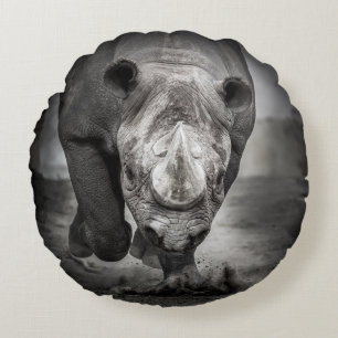 Running Rhinoceros: portret van wilde dieren. Rond Kussen