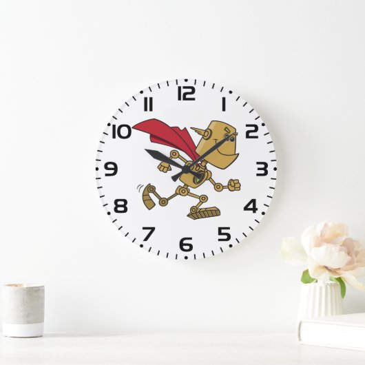 Running Robot Superhero Cartoon Character Grote Klok (Huis)