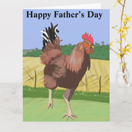 Running Rooster Vaderdag Kaart (Gele Bloem)