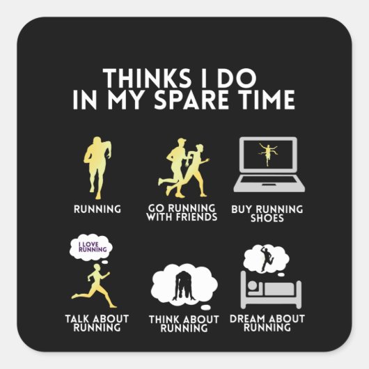 Running Run Runner Marathon grappig cadeau idee Vierkante Sticker (Voorkant)