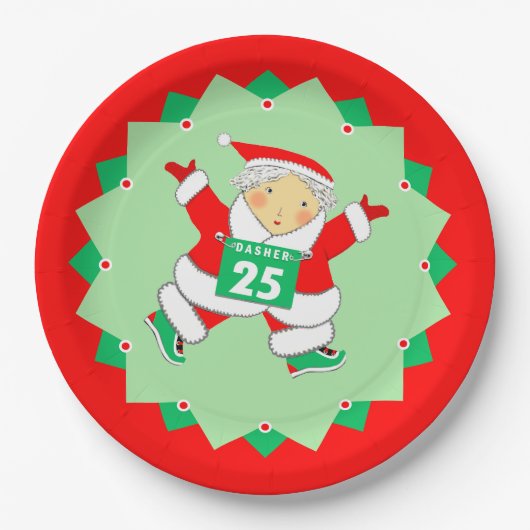 Running Runner Christmas Holiday Papieren Bordje (Voorkant)