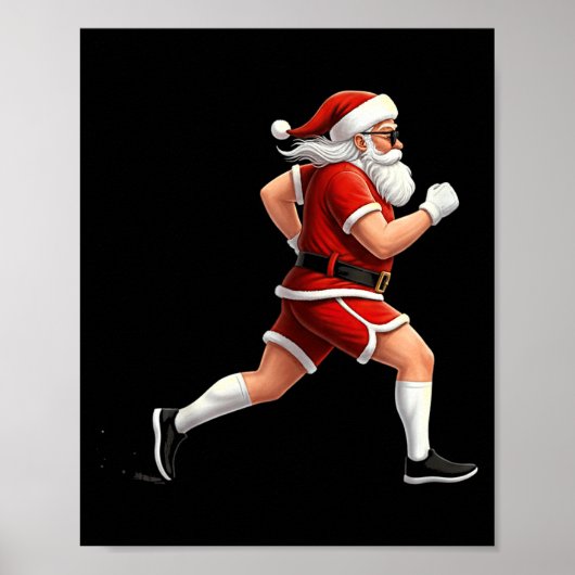 Running Santa Christmas Graphic Runner Run Maratho Poster (Voorkant)