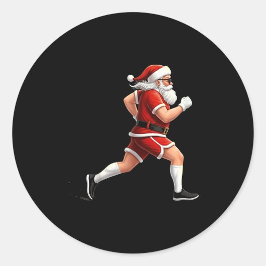 Running Santa Christmas Graphic Runner Run Maratho Ronde Sticker (Voorkant)