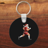 Running Santa Christmas Graphic Runner Run Maratho Sleutelhanger (Voorkant)