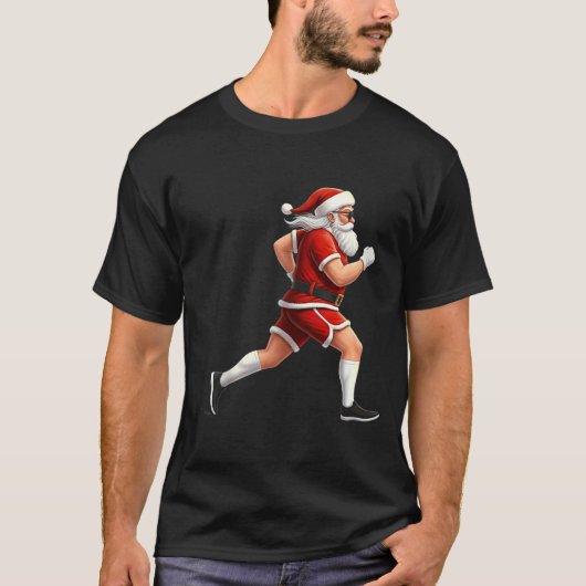 Running Santa Christmas Graphic Runner Run Maratho T-shirt (Voorkant)