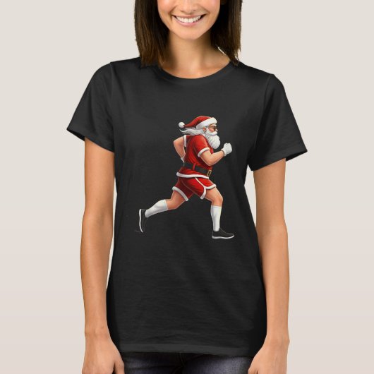Running Santa Christmas Graphic Runner Run Maratho T-shirt (Voorkant)