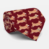 Running Shiba Inu Schattige Dogs Pattern Red Stropdas (Opgerold)