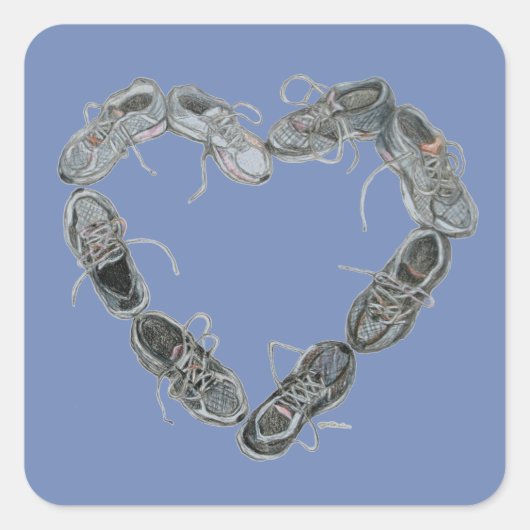 Running Shoe Art Stickers - Run Love Heart (Voorkant)
