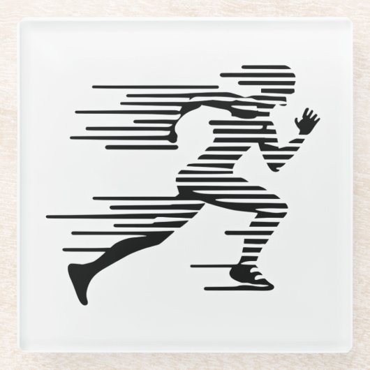 Running Silhouette Onderzetter Glazen Onderzetter (Voorkant)