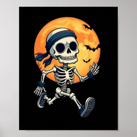 Running Skeleton Funny Halloween Kostuum Mannen Vr Poster (Voorkant)