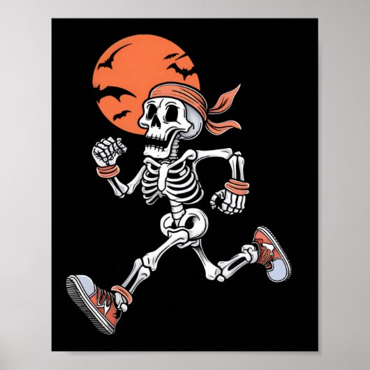 Running Skeleton Funny Halloween Kostuum Mannen Vr Poster (Voorkant)