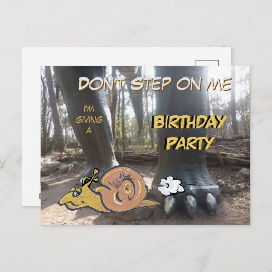 Running Snail Cartoon Birthday Invitation Postcard Feestdagenkaart (Voorkant / Achterkant)