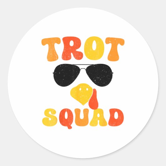 Running Turkey Sungles Trot Squad Thanksgiving  Ronde Sticker (Voorkant)