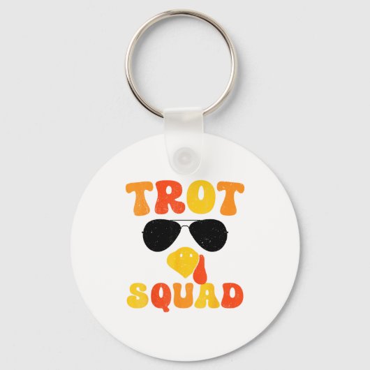 Running Turkey Sungles Trot Squad Thanksgiving Sleutelhanger (Voorkant)