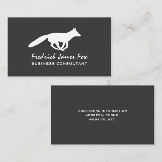 Running White Fox Silhouet | Wilde dieren Visitekaartje (Voorkant / Achterkant)