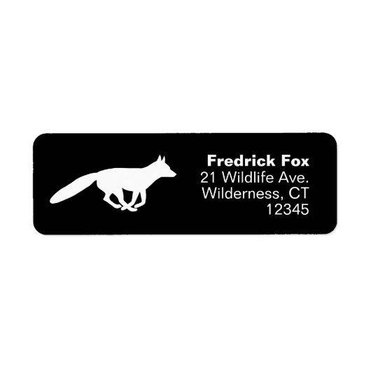 Running White Fox Silhouette Retouradres Etiket (Voorkant)