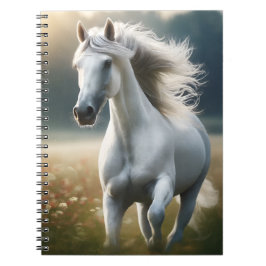 Running White Horse – Graceful Equine Freedom Notitieboek