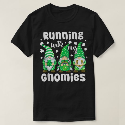 Running with My Gnomies Retro Rainbow St Patricks T-shirt (Design voorkant)