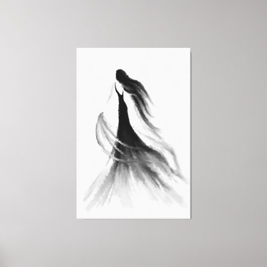 Running Woman Canvas Zwart-wit schilderij Afdruk (Voorkant)