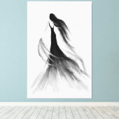 Running Woman Canvas Zwart-wit schilderij Afdruk (Insitu (Houten vloer))