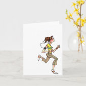 Running Women Notecard Kaart (Gele Bloem)