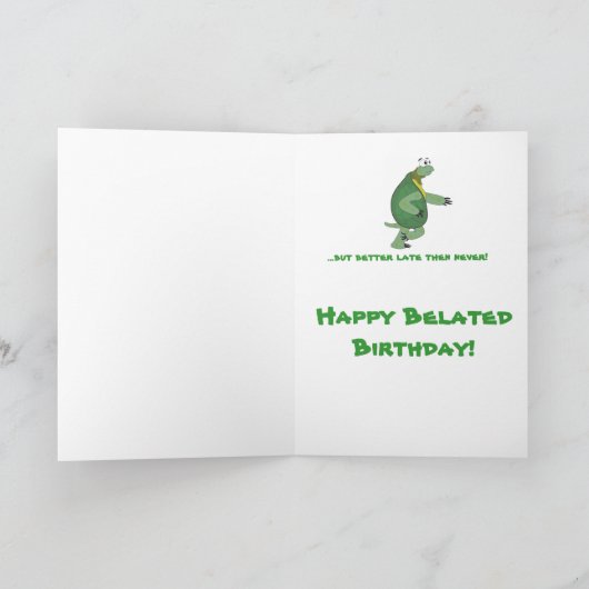 RunningTurtle Be-Lated Verjaardag Kaart (Binnen)