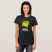 Runny Cheese Funny Food Pun Dark BG T-shirt (Voorkant volledig)