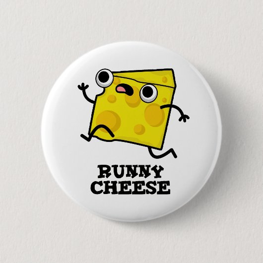 Runny Cheese Funny Food Pun Ronde Button 5,7 Cm (Voorkant)