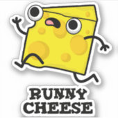 Runny Cheese Funny Food Pun Sticker (Voorkant)