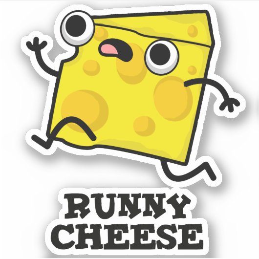 Runny Cheese Funny Food Pun Sticker (Voorkant)