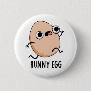 Runny Egg Funny Running Egg Pun Ronde Button 5,7 Cm