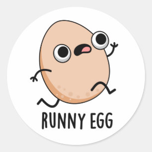 Runny Egg Funny Running Egg Pun Ronde Sticker