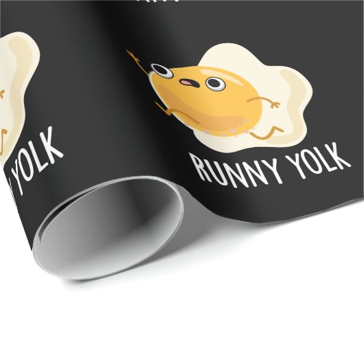 Runny Yolk Funny Food Egg Pun Dark BG Cadeaupapier (Rol Hoek)