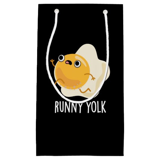Runny Yolk Funny Food Egg Pun Dark BG Klein Cadeauzakje (Voorkant)