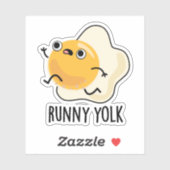 Runny Yolk Funny Food Egg Pun Sticker (Vel)