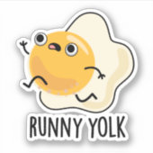 Runny Yolk Funny Food Egg Pun Sticker (Voorkant)