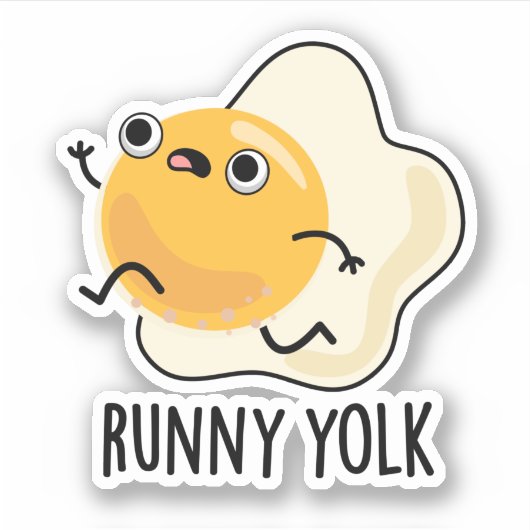 Runny Yolk Funny Food Egg Pun Sticker (Voorkant)