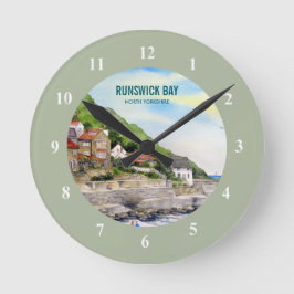 Runswick Bay North Yorkshire Engeland Aquarel Ronde Klok