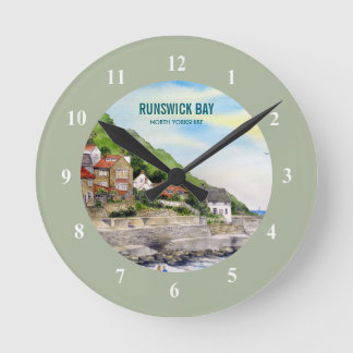 Runswick Bay North Yorkshire Engeland Aquarel Ronde Klok
