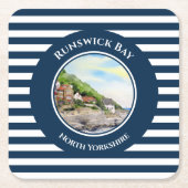 Runswick Bay North Yorkshire, Waterverf Engeland Kartonnen Onderzetters (Voorkant)