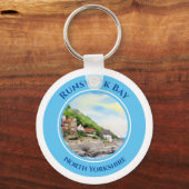 Runswick Bay North Yorkshire, Waterverf Engeland Sleutelhanger (Voorkant)