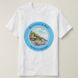 Runswick Bay North Yorkshire, Waterverf Engeland T-shirt