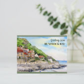 Runswick Bay Yorkshire Engeland Waterverf schilder Briefkaart (Staand voorkant)